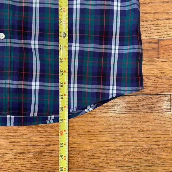 NEW Chaps Mens Shirt Green Navy Plaid Sz L Long Sleeve Button Down Easy Care - Picture 7 of 9